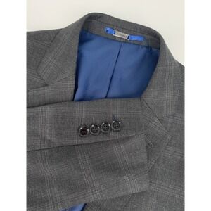 Statement Blazer Mens 38R Gray Plaid Wool Italian Fabric Jacket Handmade
